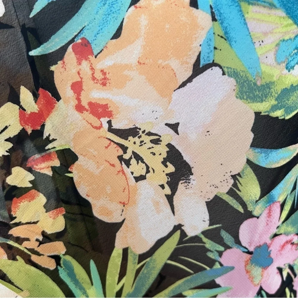 Forever 21 Sheer Black and Floral Swim Coverup Kimono - NWT - Size Small